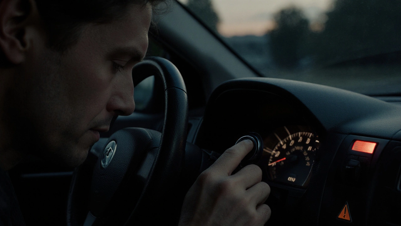 Водитель поворачивает ключ зажигания в положение 'ON', ожидая запуска масляного насоса.