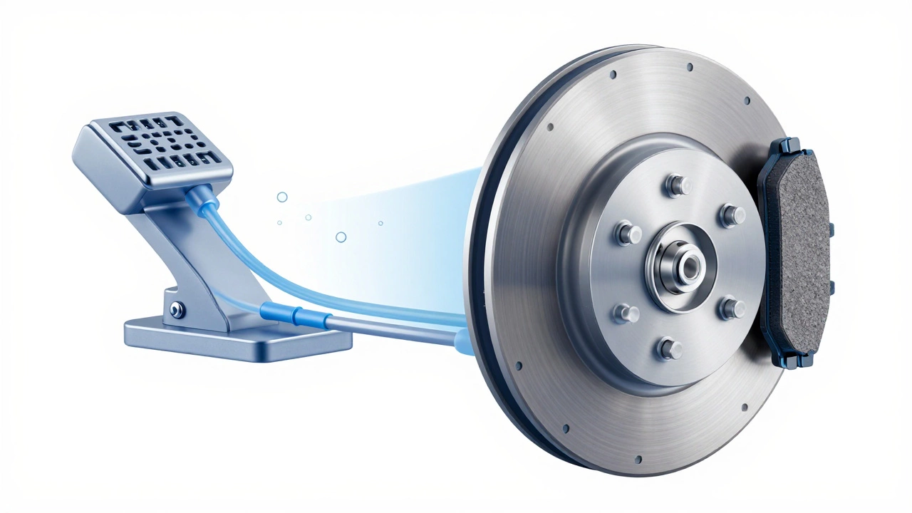 Схема тормозной системы с равномерным приработкой колодок и без воздушных пузырей.