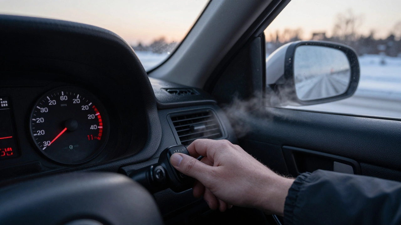 Автомобильная панель с температурой 70°C и плавным ускорением после прогрева.