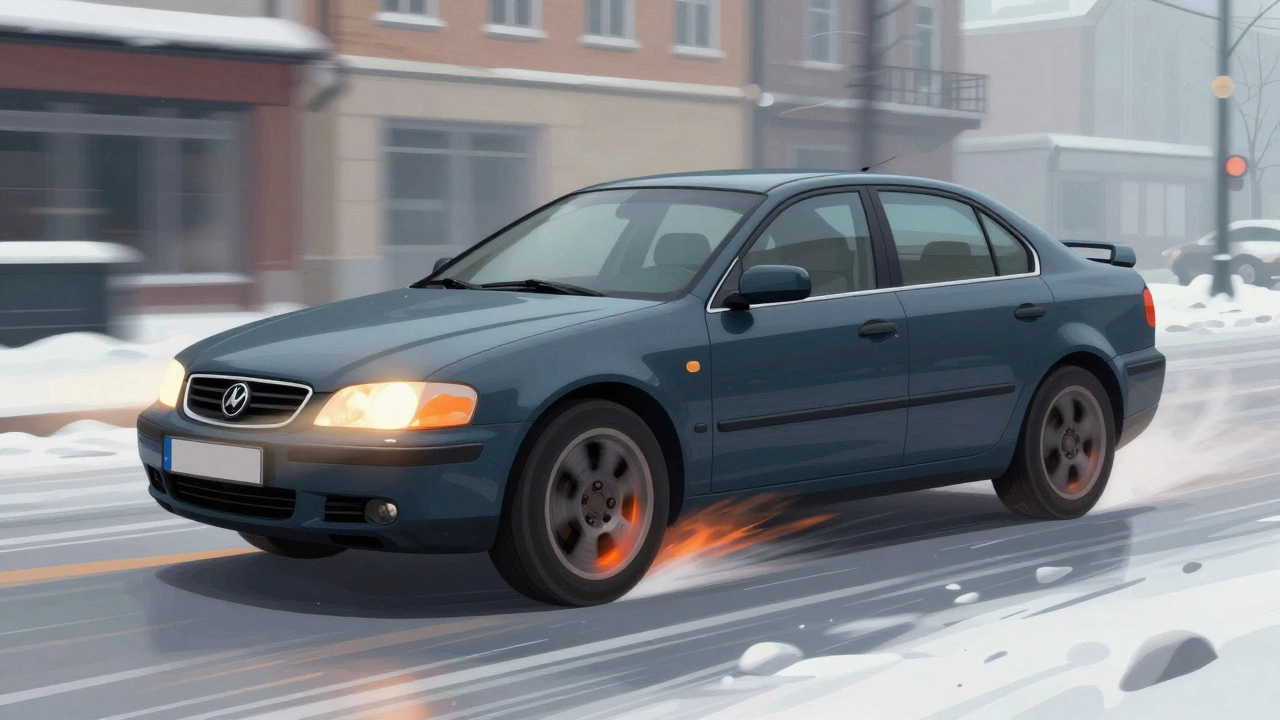 Автомобиль при торможении: 70% нагрузки смещается вперед, передние тормоза нагреваются, задние остаются спокойными.