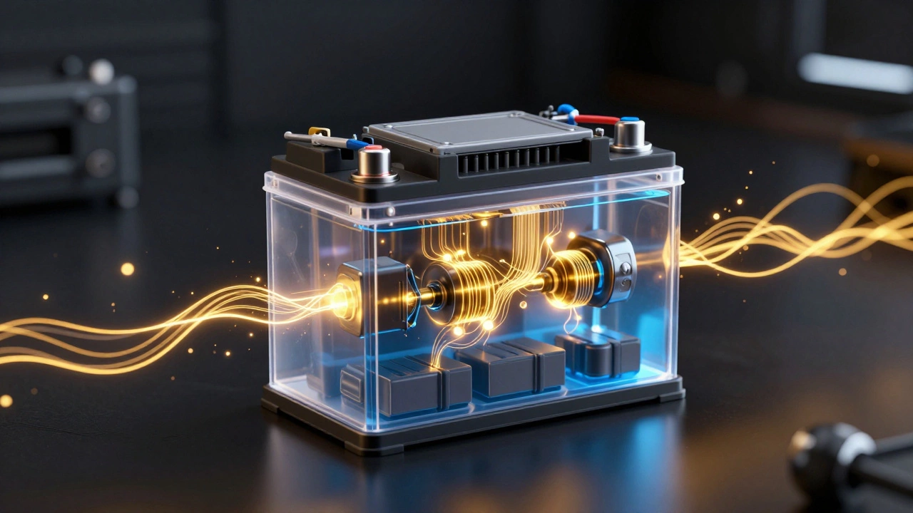 Схематичное 3D изображение внутреннего устройства и энергии аккумулятора