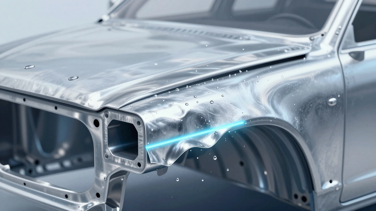 Схематичное изображение защитного слоя цинка на стальном листе кузова автомобиля