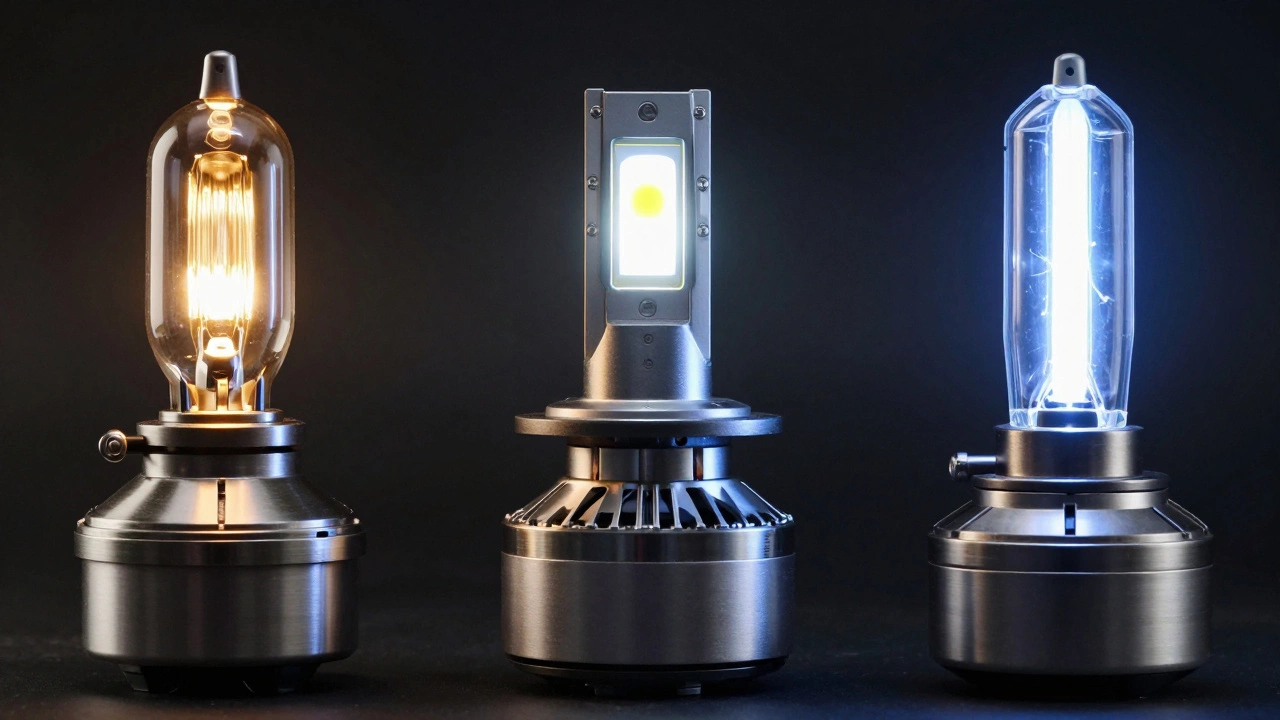 Сравнение трех типов автомобильных ламп: галогенной, светодиодной и ксеноновой
